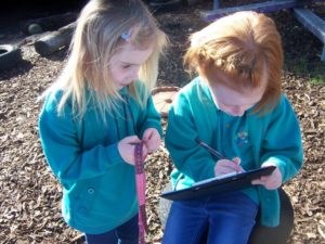 Children outdoor making a bioblitz list